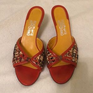 **SOLD**Ferragamo Tweed Kitten Heel